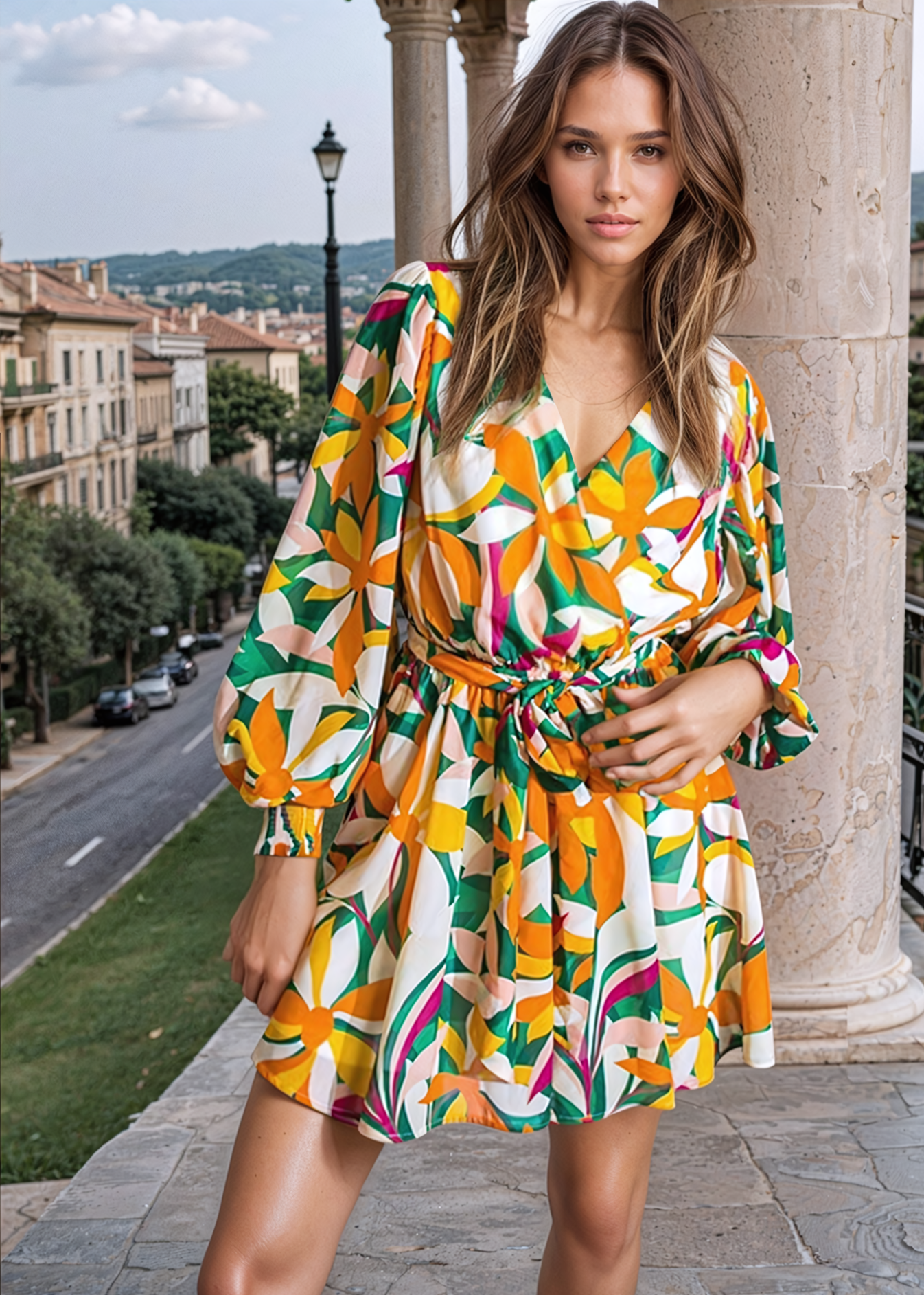 Sandra Surplice Long Sleeve Chiffon Mini Dress | Uniquely Claudia Boutique