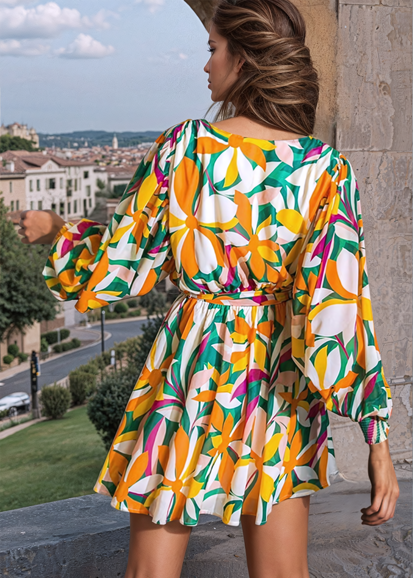 Sandra Surplice Long Sleeve Chiffon Mini Dress | Uniquely Claudia Boutique