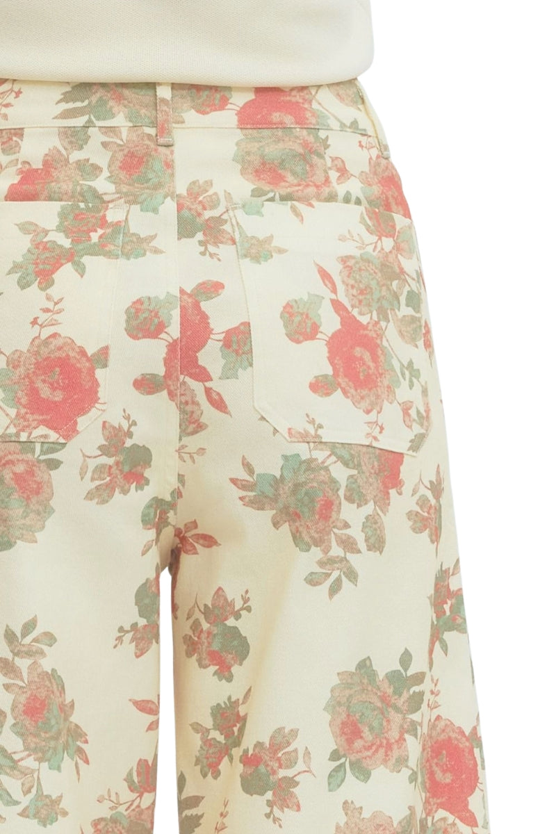 Seraphina Floral Print Ivory Wide-Leg Pants