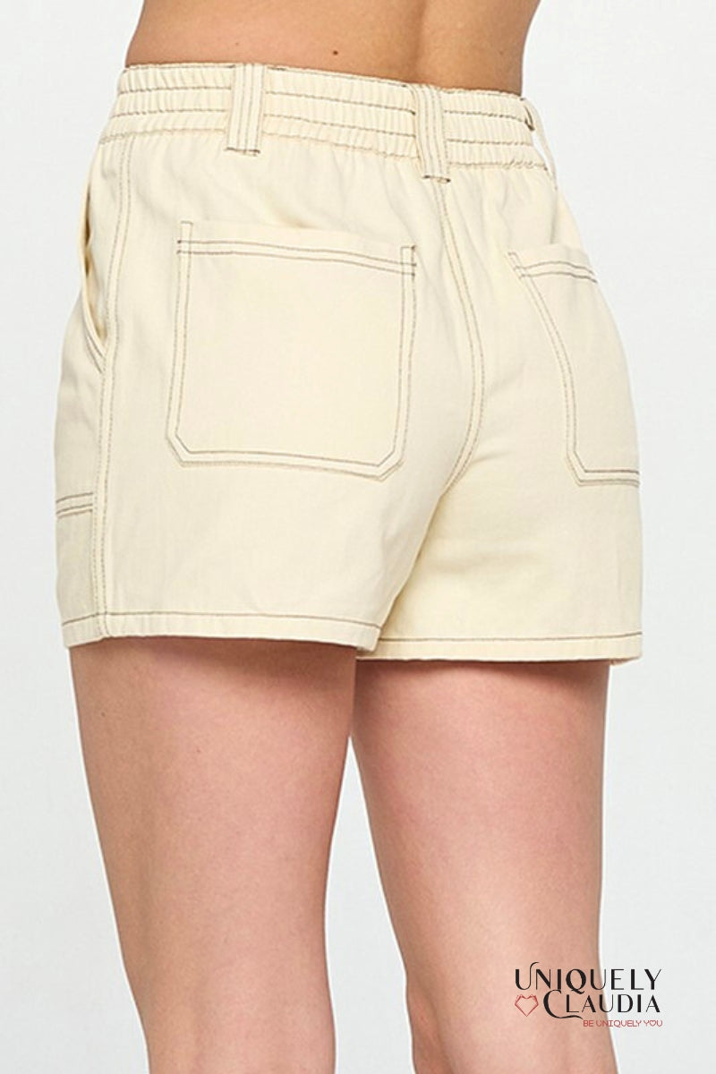 Shanice Contrast Stitch Shorts - Uniquely Claudia Boutique