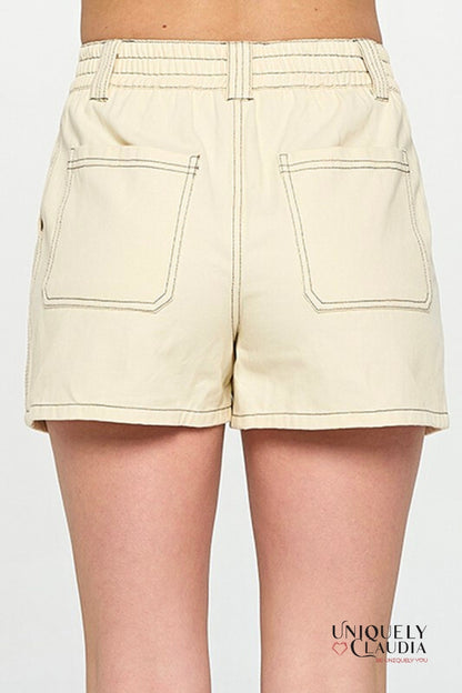 Shanice Contrast Stitch Shorts - Uniquely Claudia Boutique