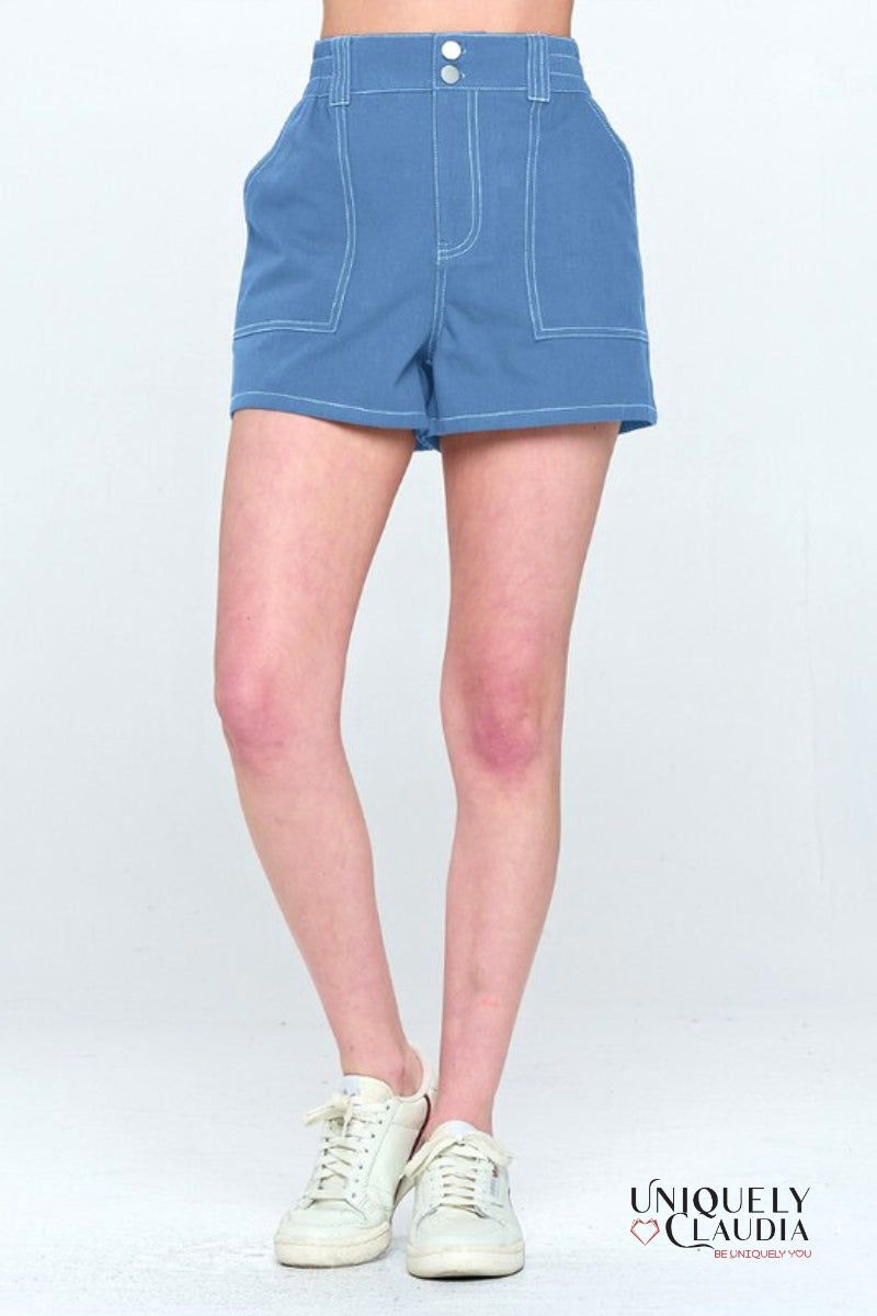 Shanice Contrast Stitch Shorts - Uniquely Claudia Boutique