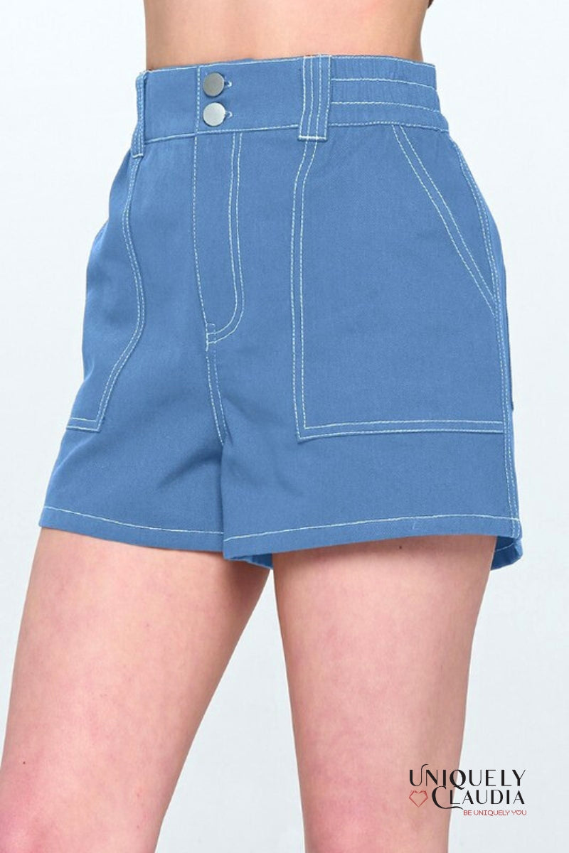 Shanice Contrast Stitch Shorts - Uniquely Claudia Boutique
