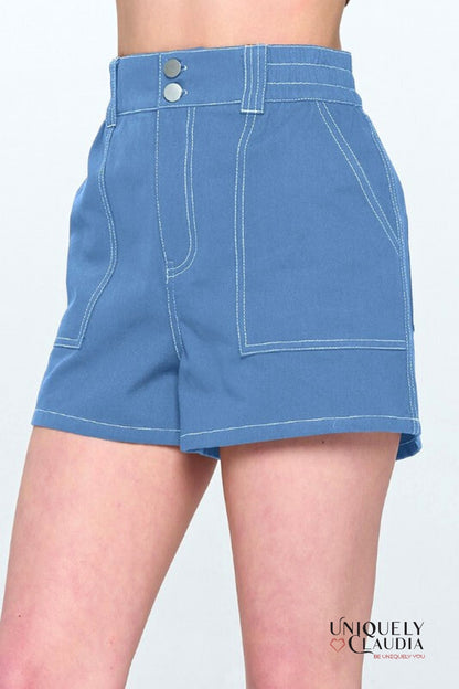 Shanice Contrast Stitch Shorts - Uniquely Claudia Boutique