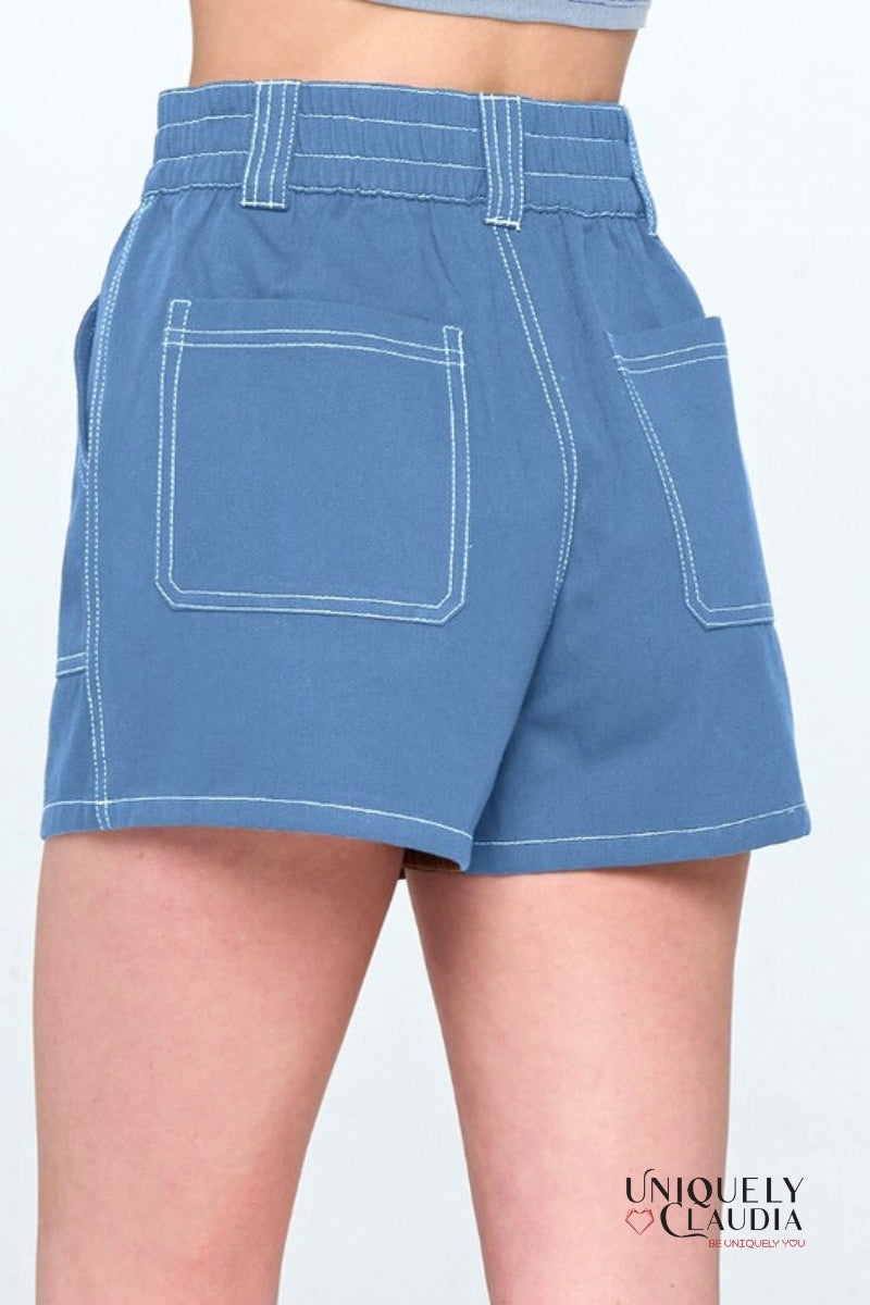 Shanice Contrast Stitch Shorts - Uniquely Claudia Boutique
