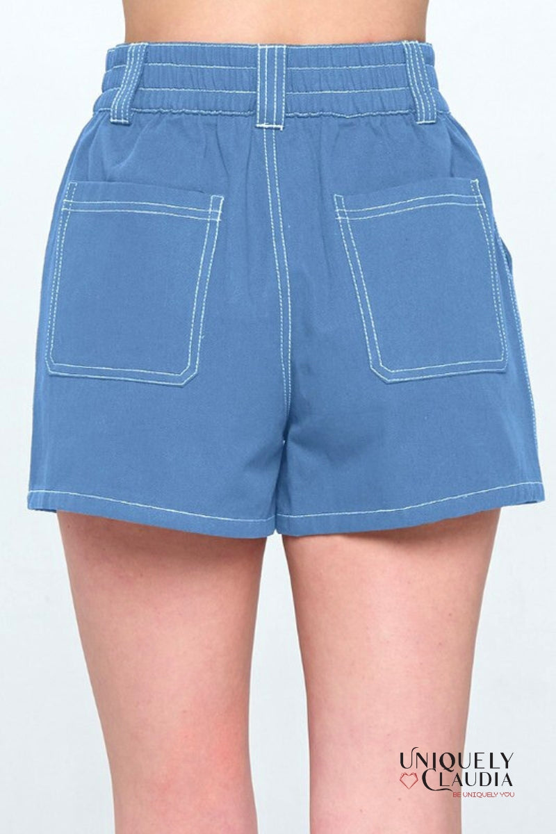 Shanice Contrast Stitch Shorts - Uniquely Claudia Boutique