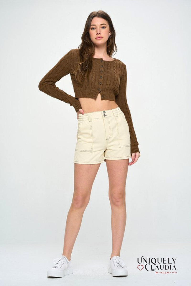 Shanice Contrast Stitch Shorts - Uniquely Claudia Boutique