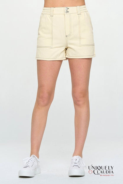 Shanice Contrast Stitch Shorts - Uniquely Claudia Boutique