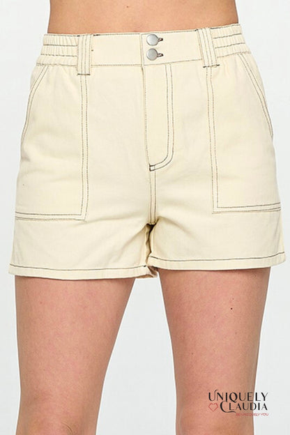 Shanice Contrast Stitch Shorts - Uniquely Claudia Boutique