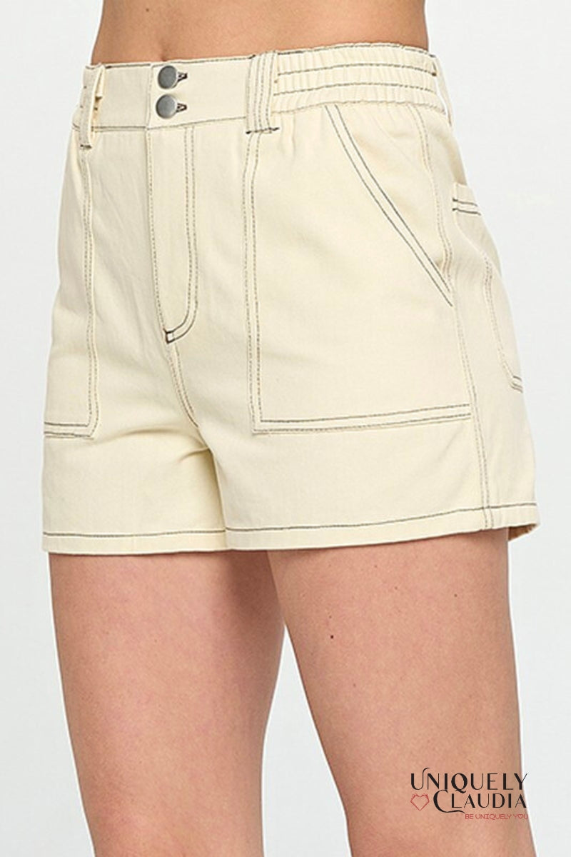Shanice Contrast Stitch Shorts - Uniquely Claudia Boutique
