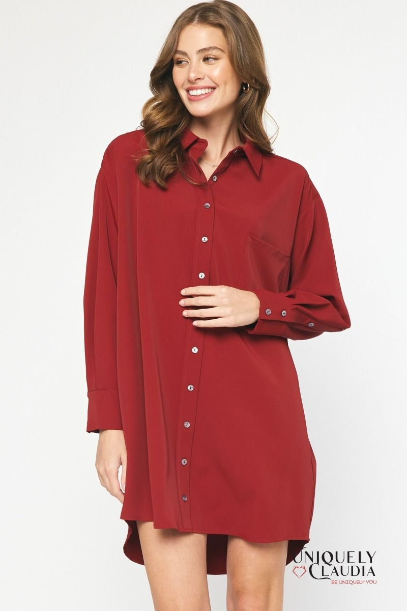 Sheri Long-Sleeve Shirt Dress | Uniquely Claudia Boutique