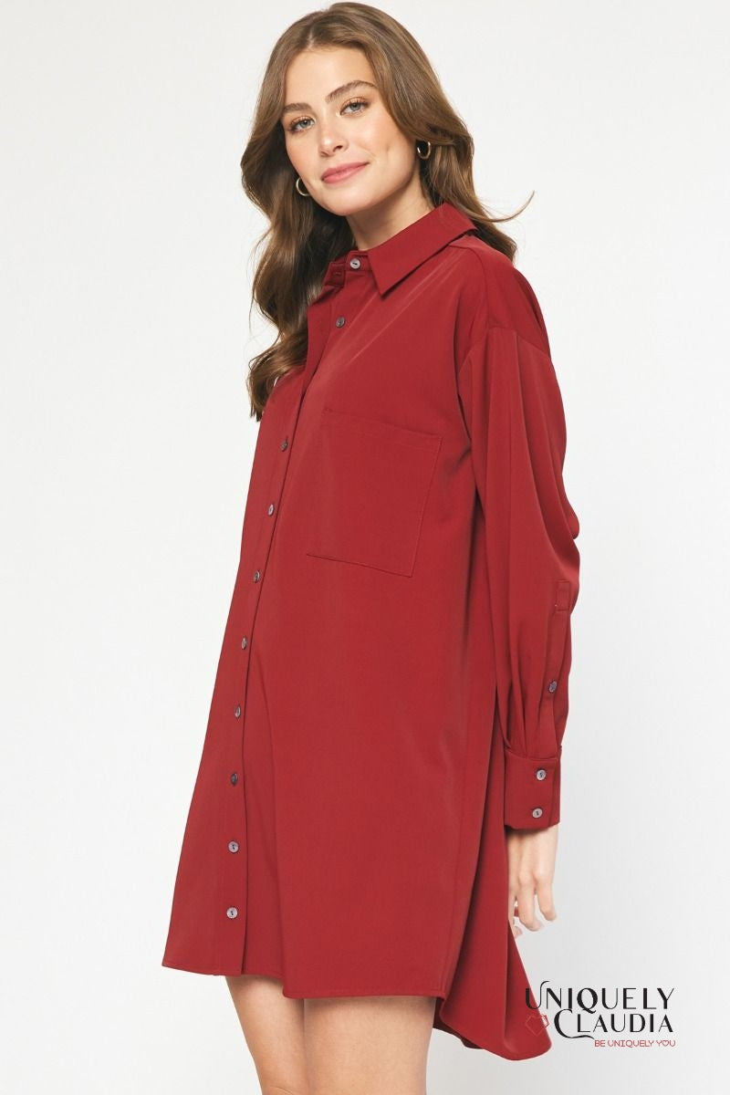 Sheri Long-Sleeve Shirt Dress | Uniquely Claudia Boutique