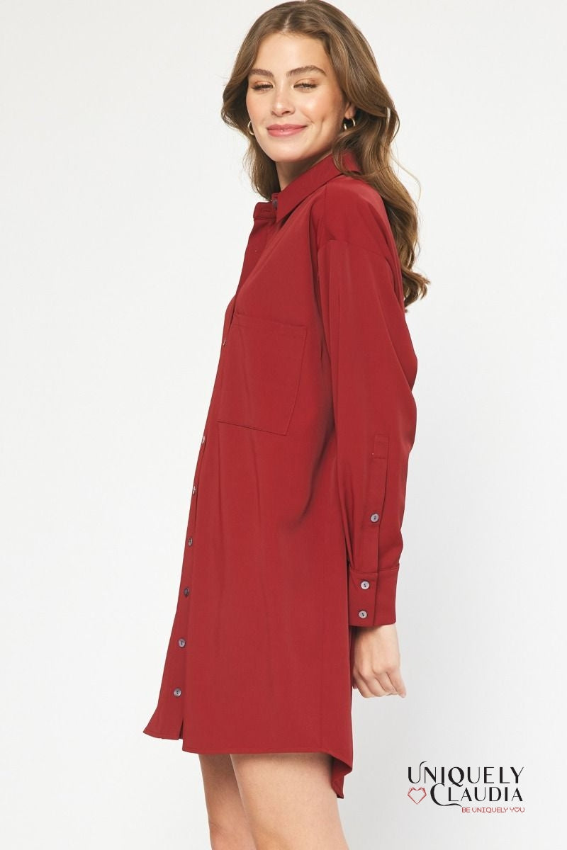 Sheri Long-Sleeve Shirt Dress | Uniquely Claudia Boutique