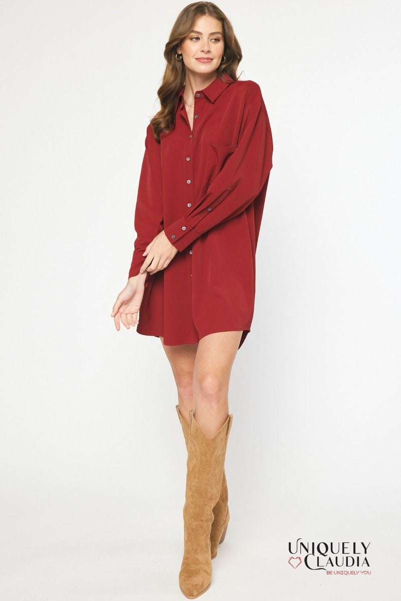 Sheri Long-Sleeve Shirt Dress | Uniquely Claudia Boutique