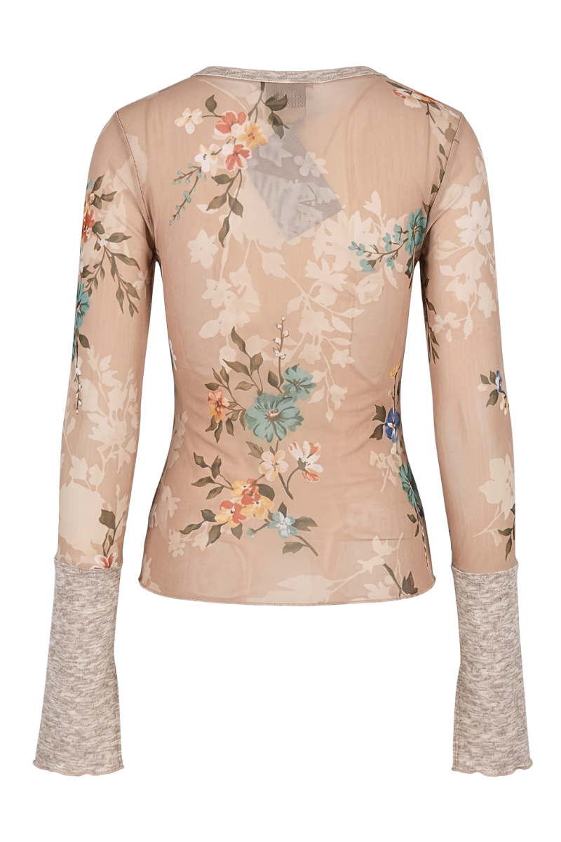 Sierra Floral Mesh Henley Top