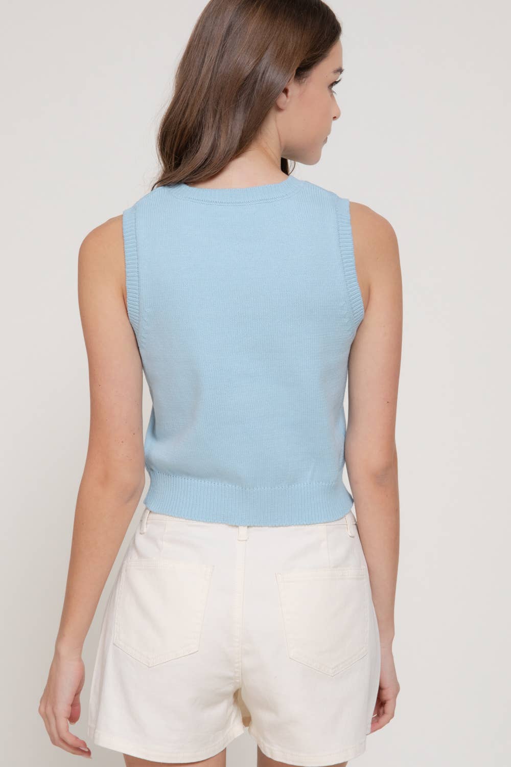 Sleeveless Round Neck Jacquard Sweater Top - Uniquely Claudia Boutique