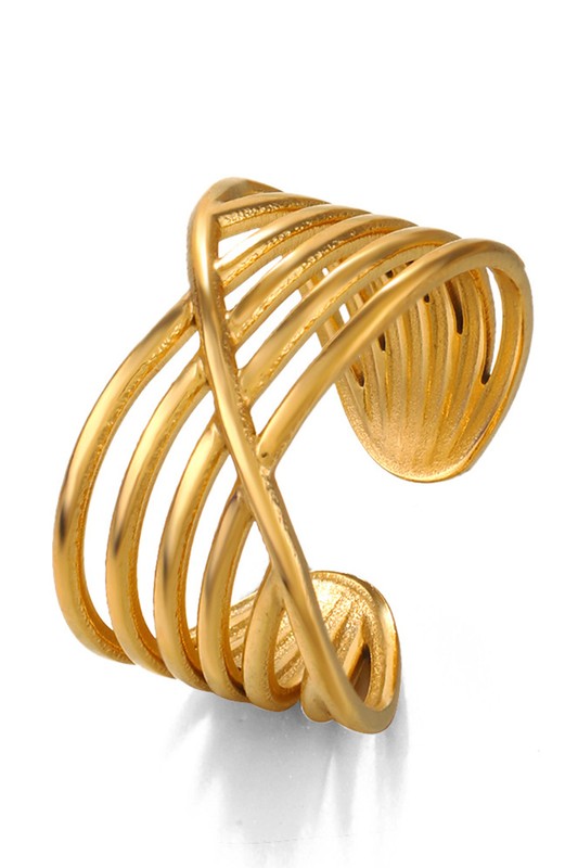 Stainless Steel Multi Row Cross Open Ring | Uniquely Claudia 