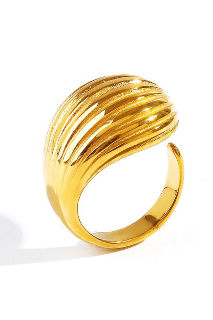 Stainless Steel Striped Statement Adjustable Ring | Uniquely Claudia 