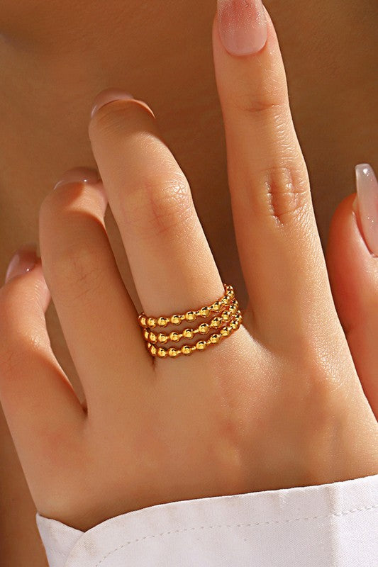 Stainless Steel Triple Beaded Adjustable Ring | Uniquely Claudia 