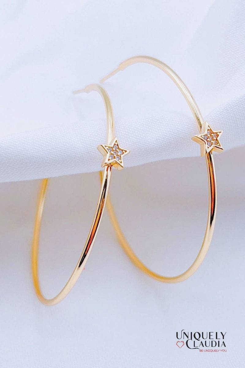 Star Crystal Gold-Plated Hoop | Uniquely Claudia Boutique Star Crystal Gold-Plated Hoop | Uniquely Claudia Boutique 