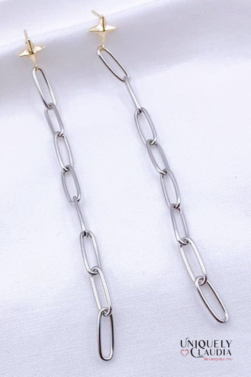 Star Drop Chainlink Earrings | Uniquely Claudia Boutique 
