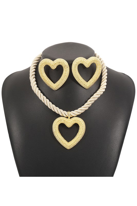 Statement Heart Pendant Necklace & Earrings Set | Uniquely Claudia 