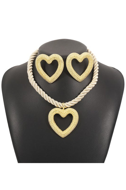 Statement Heart Pendant Necklace & Earrings Set | Uniquely Claudia 
