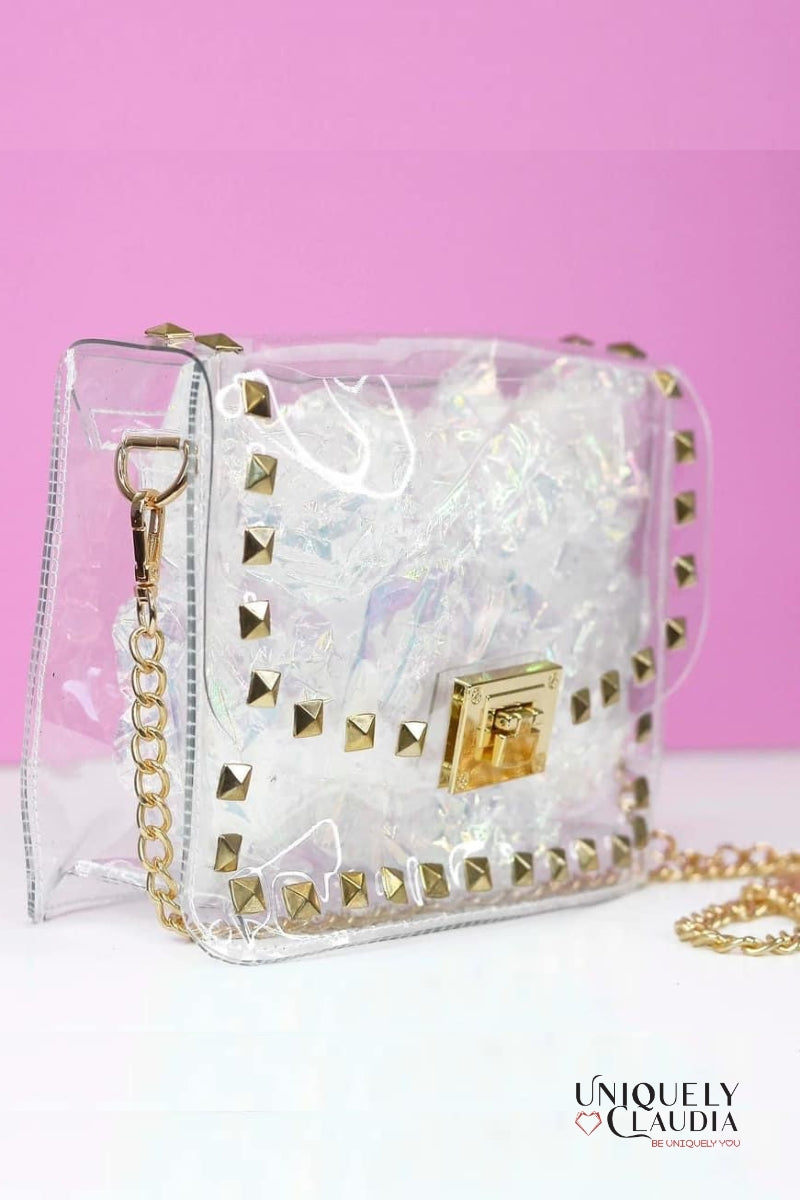 Clear Gold Studded Purse with Chain Strap | Uniquely Claudia Boutique