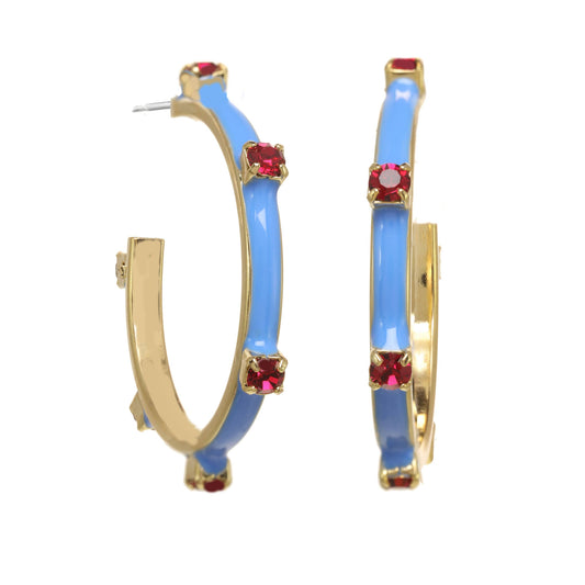 TOVA Everly Blue/Red Enamel Hoops