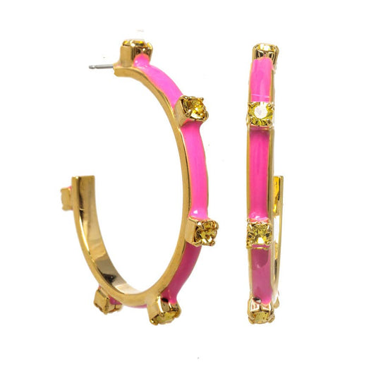 TOVA Everly Pink/Sunflower Enamel Hoops