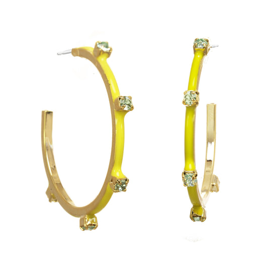 TOVA Everly Yellow/Mint Enamel Hoops