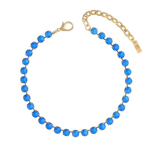 TOVA Oakland Antique Gold Neon Blue Necklace