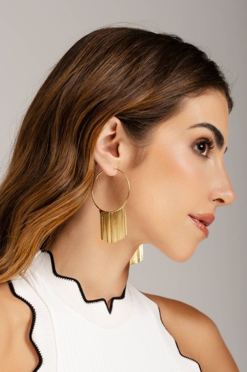 Tassel Fringe 18k Gold-Plated Hoop Earrings | Uniquely Claudia Boutique