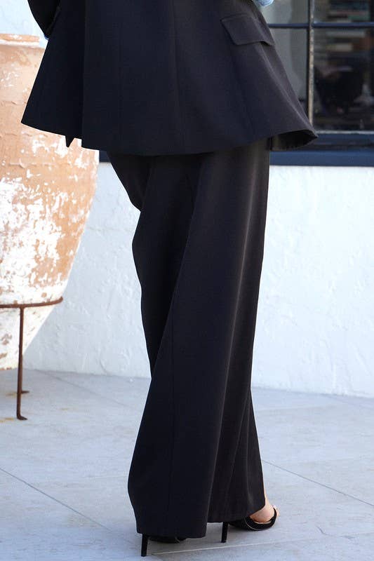 Tatiana Black Skirt with Denim Accents & High Slit | Uniquely Claudia Boutique
