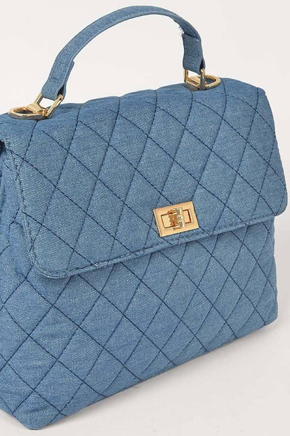 Tessa  Quilted Denim Top Handle Crossbody Bag | Uniquely Claudia Boutique 