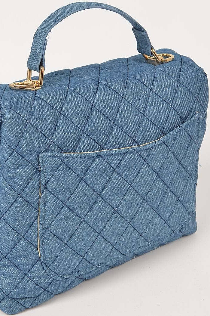 Tessa  Quilted Denim Top Handle Crossbody Bag | Uniquely Claudia Boutique 