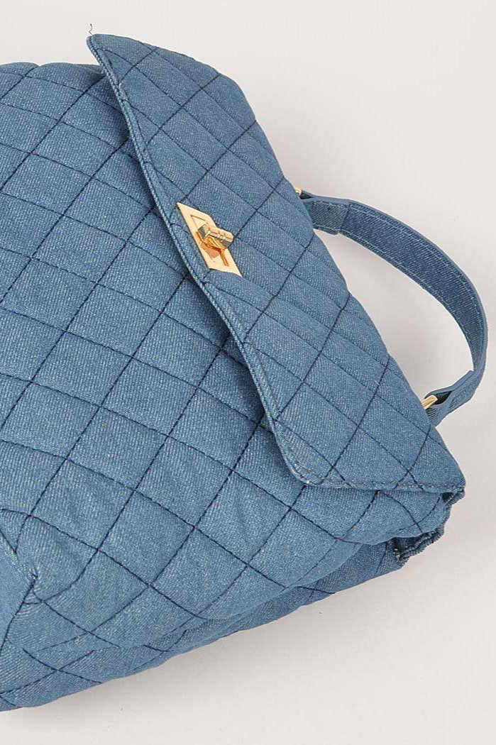 Tessa  Quilted Denim Top Handle Crossbody Bag | Uniquely Claudia Boutique 