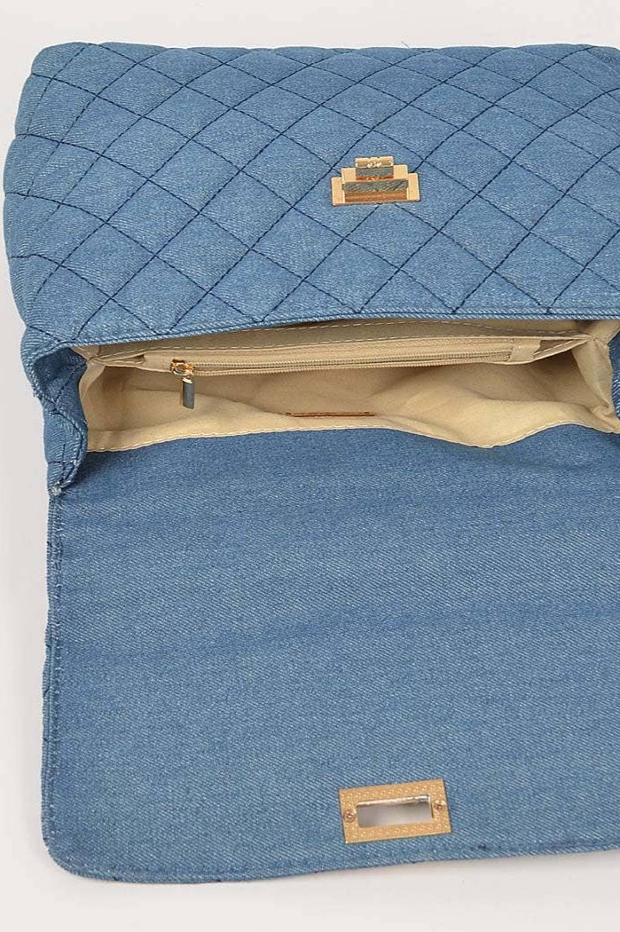 Tessa  Quilted Denim Top Handle Crossbody Bag | Uniquely Claudia Boutique 