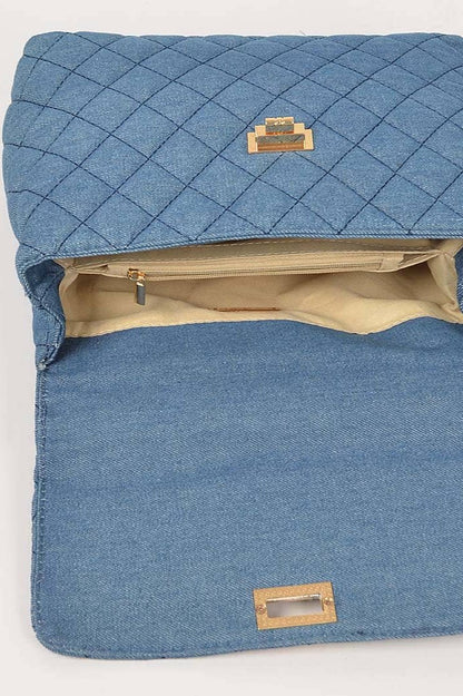 Tessa  Quilted Denim Top Handle Crossbody Bag | Uniquely Claudia Boutique 