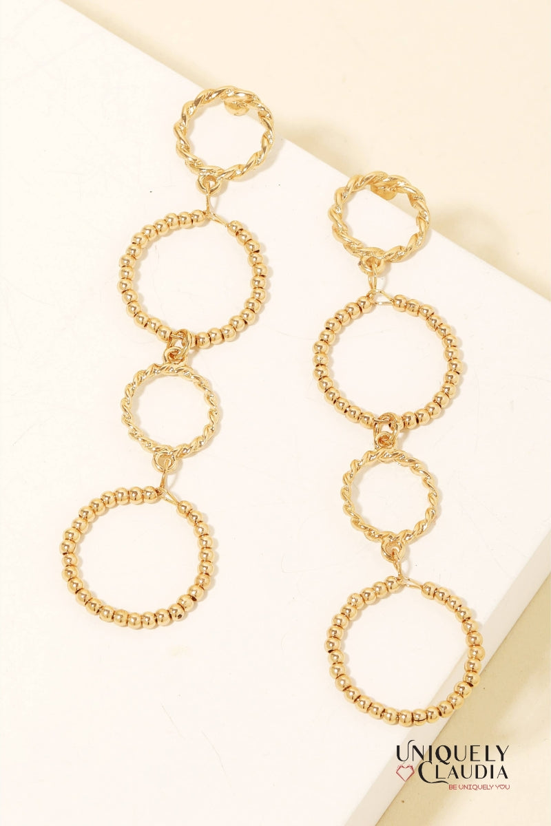 Textured & Beaded Hoop Link Dangle Earrings | Uniquely Claudia Boutique 