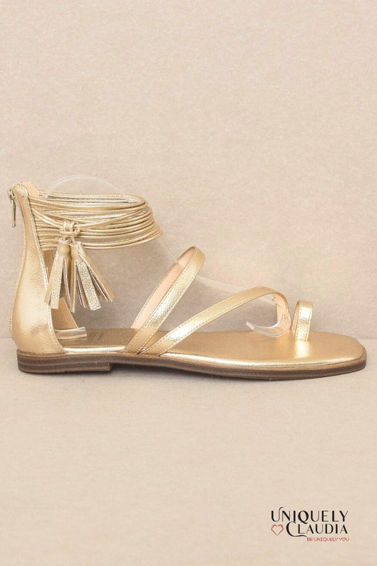 The Abril Strappy Metallic Gold Sandals | Uniquely Claudia Boutique