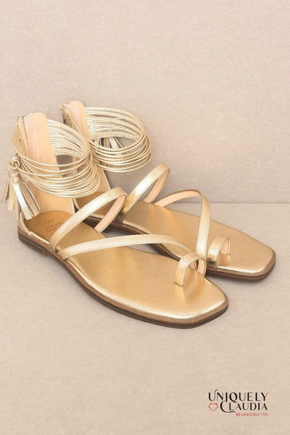 The Abril Strappy Metallic Gold Sandals | Uniquely Claudia Boutique