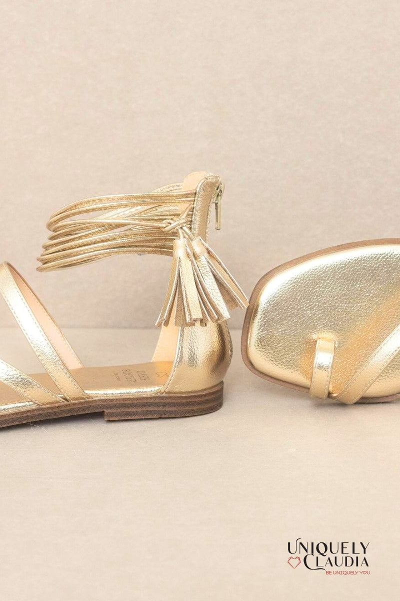 The Abril Strappy Metallic Gold Sandals | Uniquely Claudia Boutique