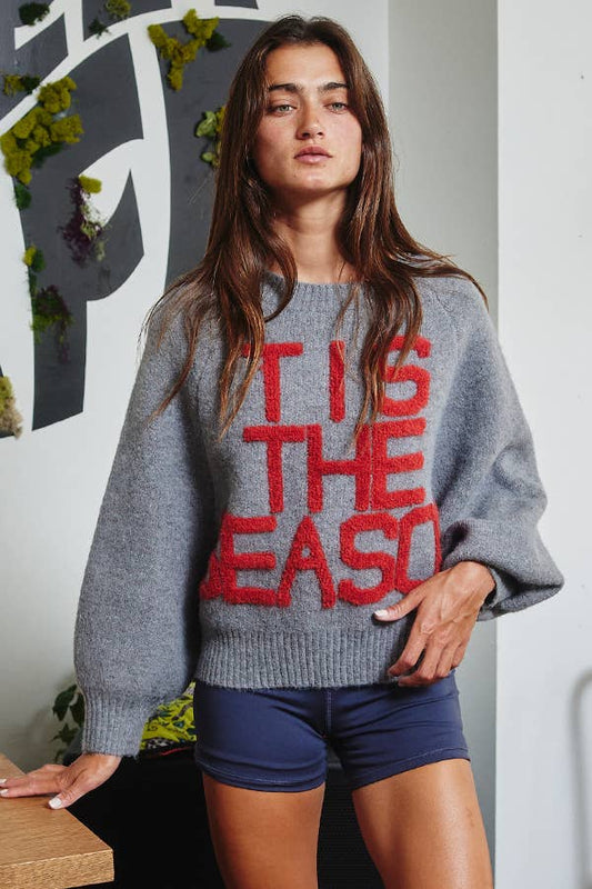 IT2389 'TIS THE SEASON & L'AMOUR' Lettering Sweater - Uniquely Claudia Boutique