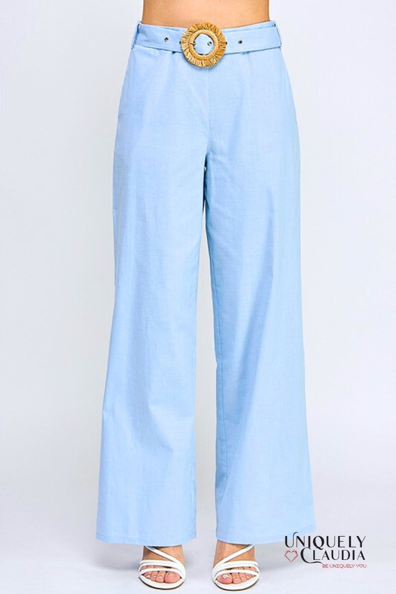Topaz Belted Straight Cut Pants | Uniquely Claudia Boutique