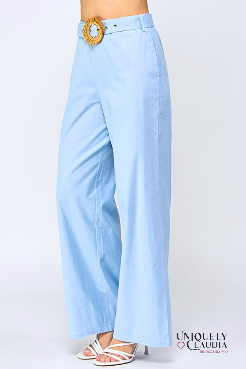 Topaz Belted Straight Cut Pants | Uniquely Claudia Boutique