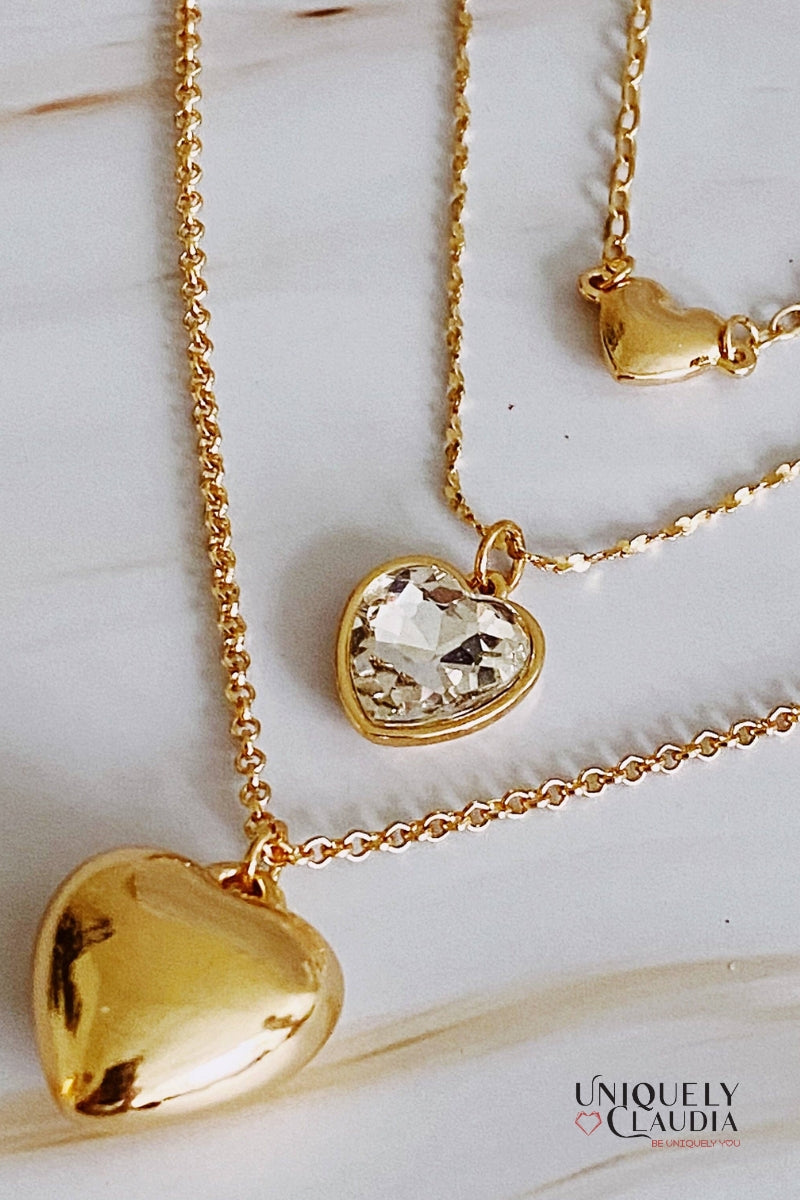 Triple Heart Pendant Necklace | Uniquely Claudia Boutique 