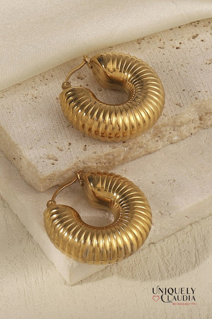True Love Textured Hoop Waterproof Earrings