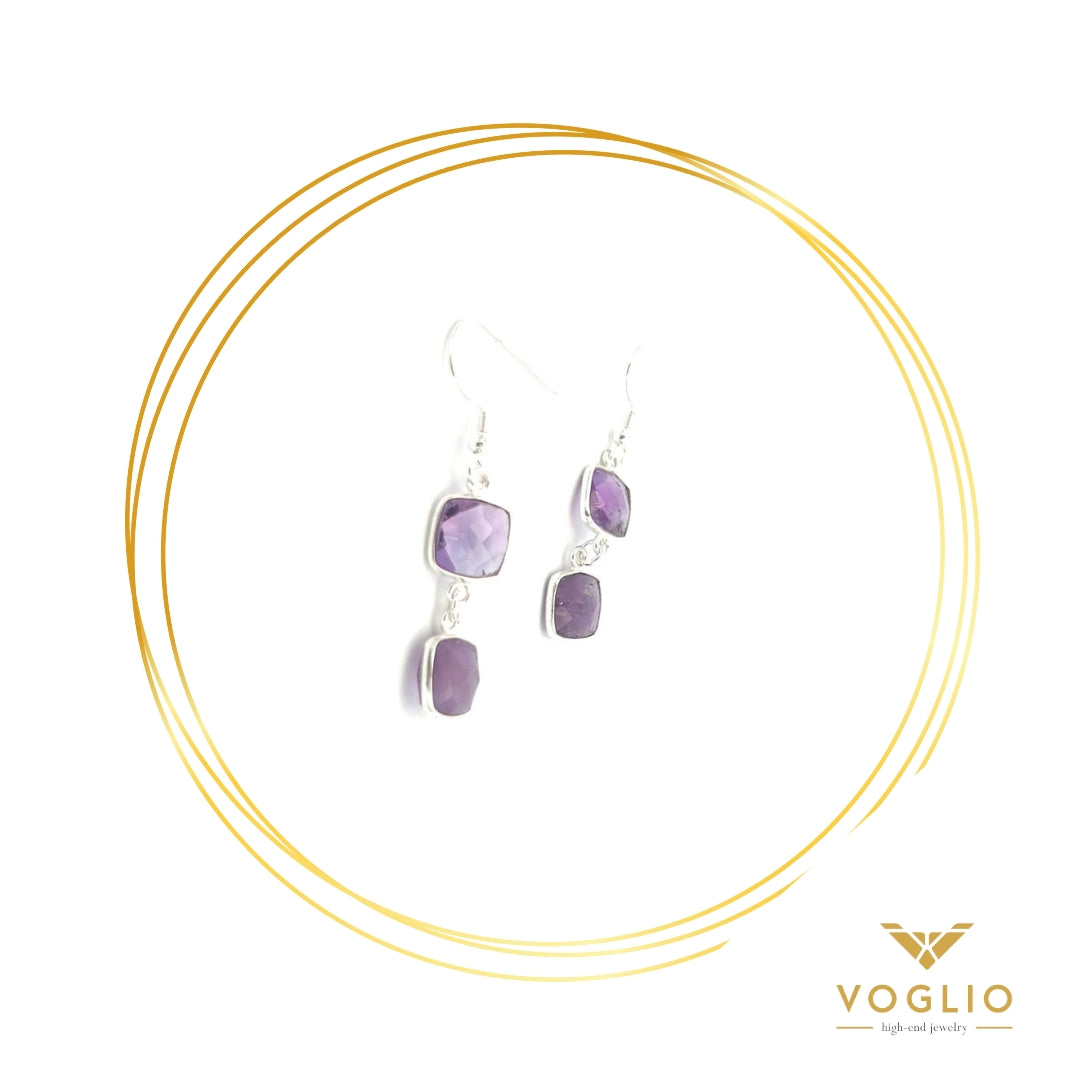 VOGLIO: 2 Gemstone Sterling Silver Amethyst Earrings | Uniquely Claudia Boutique 