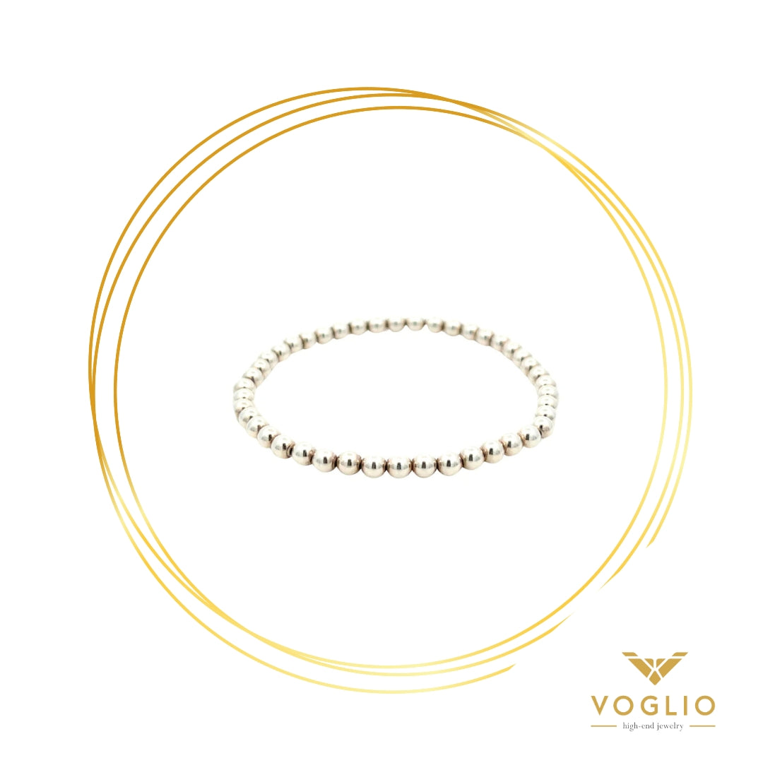VOGLIO: Sterling Silver Small Beaded Stretch Bracelet